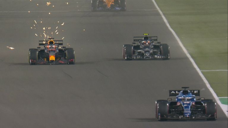 Red Bull's Max Verstappen overtakes Pierre Gasly for third and then Fernando Alonso for second during the Qatar GP.