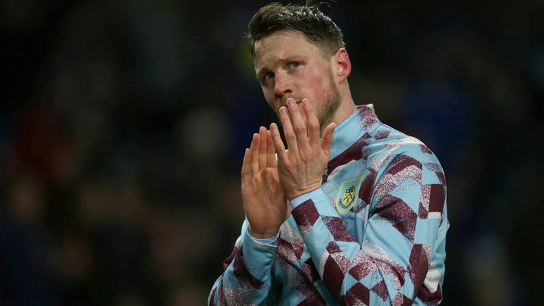 Burnley&#39;s Wout Weghorst on the pitch during the warm up